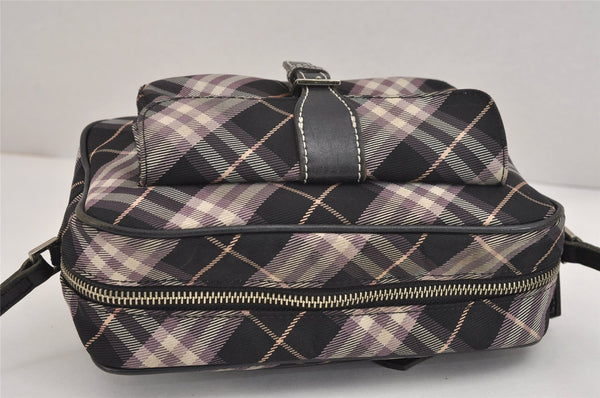 Authentic BURBERRY BLUE LABEL Check Shoulder Cross Bag Nylon Leather Black 1495J