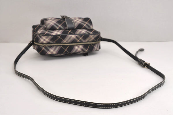 Authentic BURBERRY BLUE LABEL Check Shoulder Cross Bag Nylon Leather Black 1495J