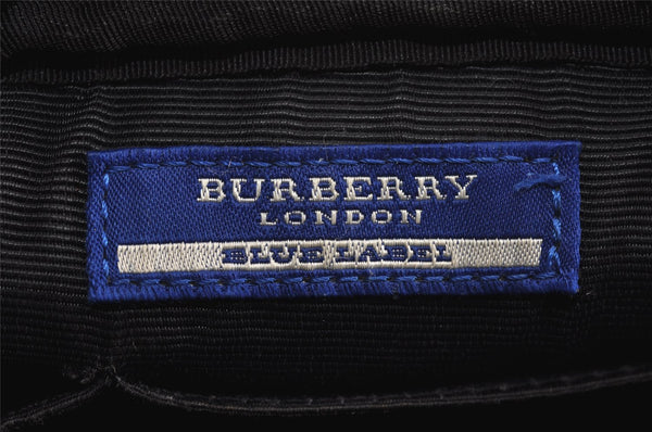 Authentic BURBERRY BLUE LABEL Check Shoulder Cross Bag Nylon Leather Black 1495J