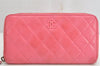 Authentic CHANEL Caviar Skin Matelasse Long Wallet Purse CC Logo Pink 1495K