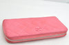 Authentic CHANEL Caviar Skin Matelasse Long Wallet Purse CC Logo Pink 1495K