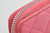 Authentic CHANEL Caviar Skin Matelasse Long Wallet Purse CC Logo Pink 1495K