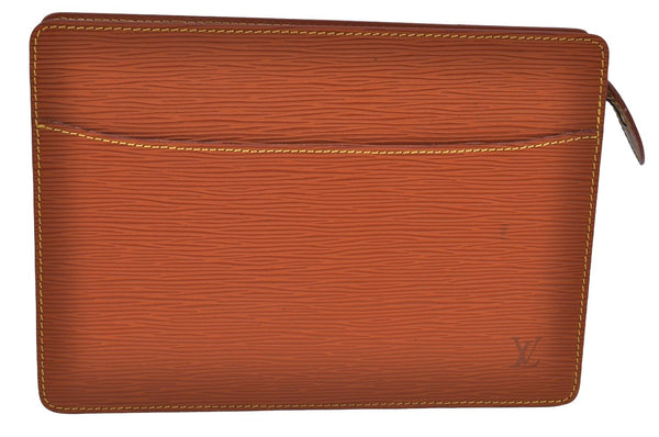 Authentic Louis Vuitton Epi Pochette Homme Clutch Hand Bag Brown M52528 LV 1496I