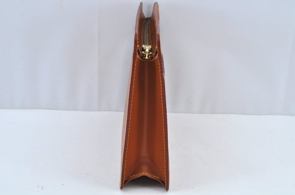 Authentic Louis Vuitton Epi Pochette Homme Clutch Hand Bag Brown M52528 LV 1496I