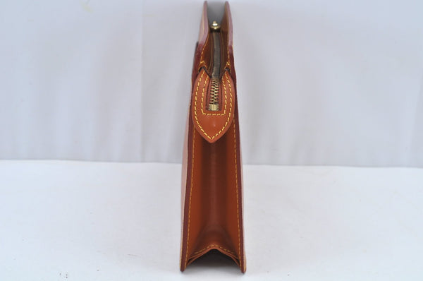 Authentic Louis Vuitton Epi Pochette Homme Clutch Hand Bag Brown M52528 LV 1496I