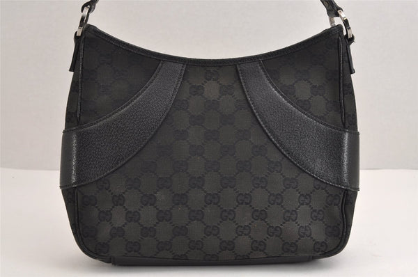 Authentic GUCCI Shoulder Hand Bag Purse GG Canvas Leather 113012 Black 1498J