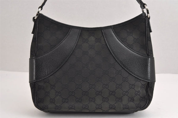 Authentic GUCCI Shoulder Hand Bag Purse GG Canvas Leather 113012 Black 1498J