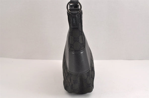 Authentic GUCCI Shoulder Hand Bag Purse GG Canvas Leather 113012 Black 1498J