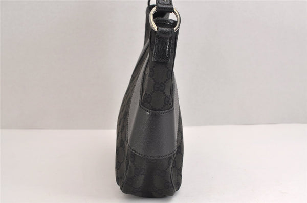 Authentic GUCCI Shoulder Hand Bag Purse GG Canvas Leather 113012 Black 1498J