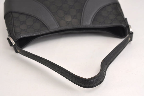 Authentic GUCCI Shoulder Hand Bag Purse GG Canvas Leather 113012 Black 1498J