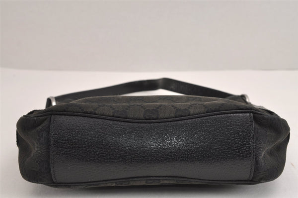 Authentic GUCCI Shoulder Hand Bag Purse GG Canvas Leather 113012 Black 1498J