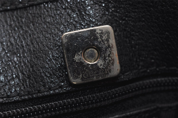 Authentic GUCCI Shoulder Hand Bag Purse GG Canvas Leather 113012 Black 1498J