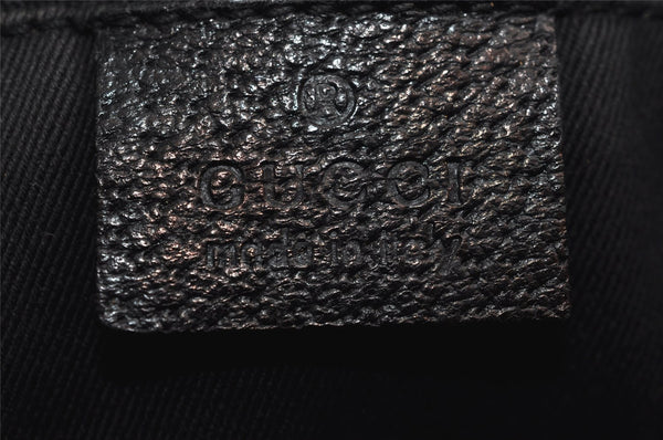 Authentic GUCCI Shoulder Hand Bag Purse GG Canvas Leather 113012 Black 1498J