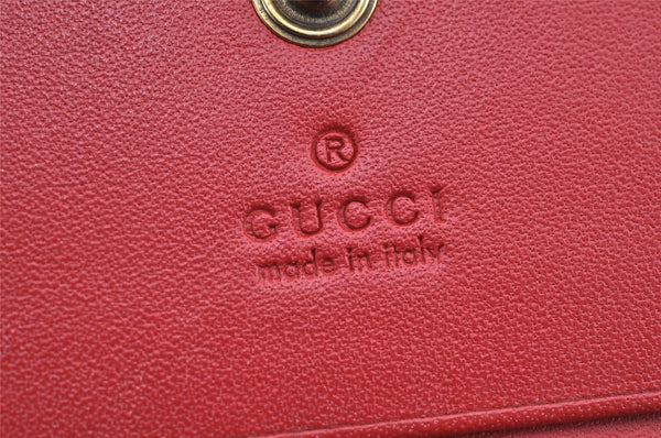 Auth GUCCI Rhinestone Cherry Bifold Wallet GG PVC Leather 476050 Brown 1498K