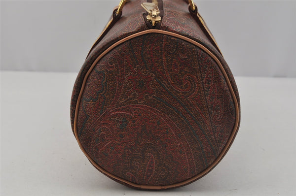 Authentic ETRO Paisley Shoulder Hand Bag PVC Leather Bordeaux Red 1500J