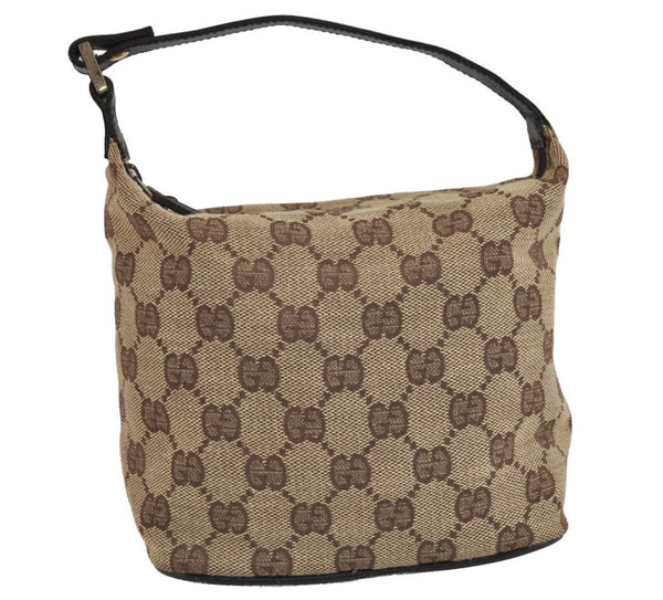 Authentic GUCCI Hand Bag Pouch Purse GG Canvas Leather 0391147 Brown 1501J