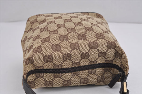 Authentic GUCCI Hand Bag Pouch Purse GG Canvas Leather 0391147 Brown 1501J
