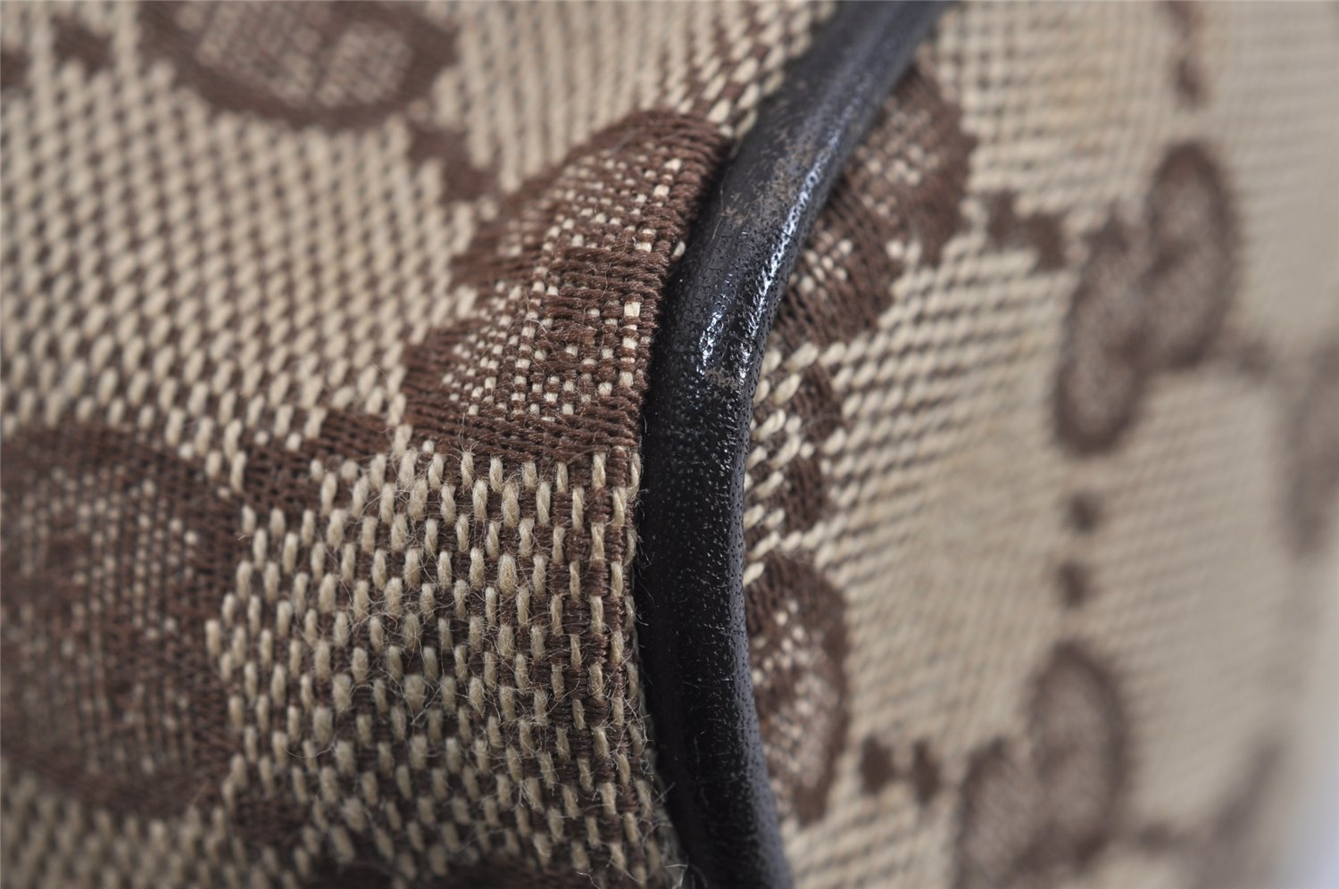 Authentic GUCCI Hand Bag Pouch Purse GG Canvas Leather 0391147 Brown 1501J