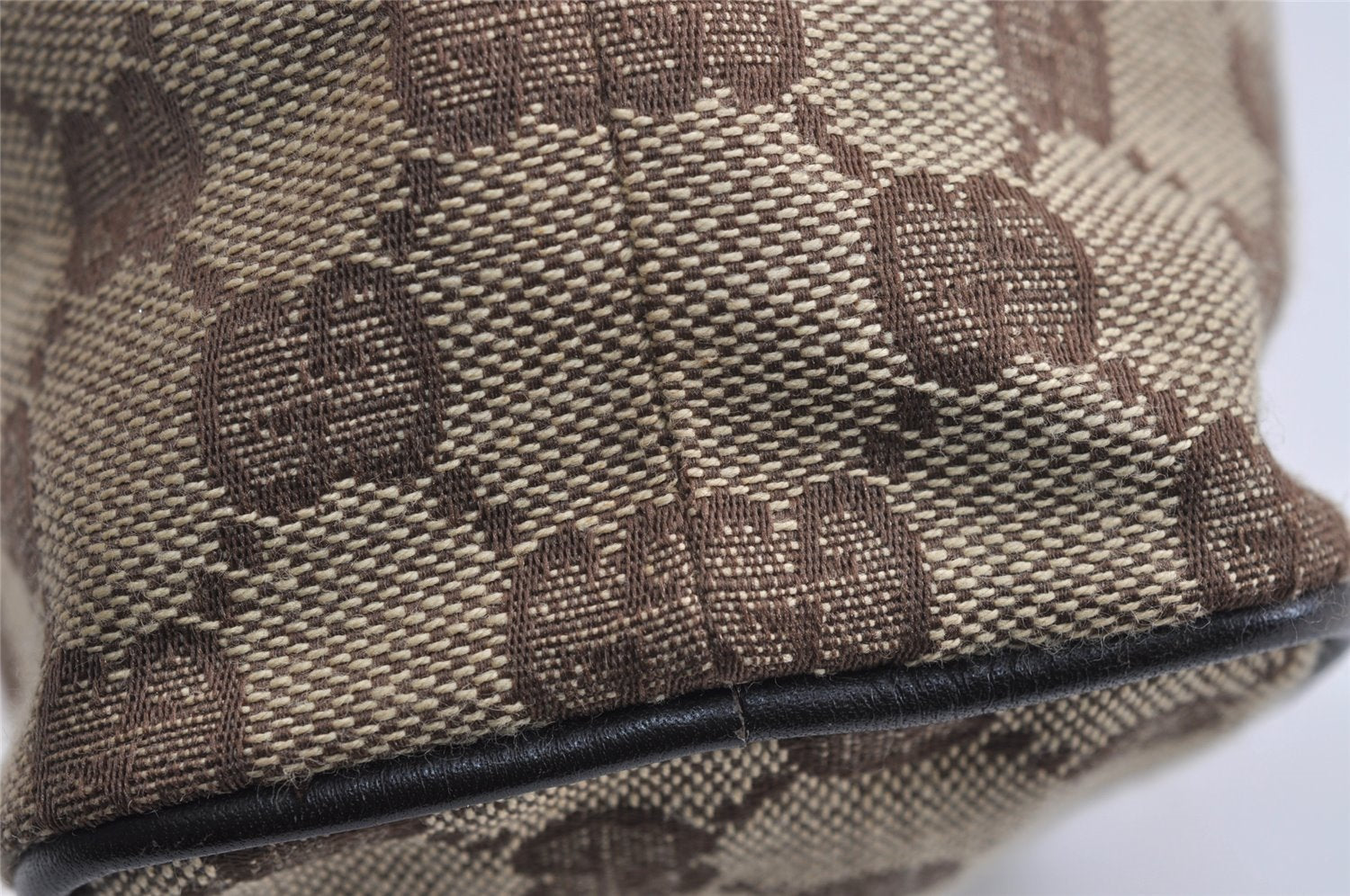 Authentic GUCCI Hand Bag Pouch Purse GG Canvas Leather 0391147 Brown 1501J