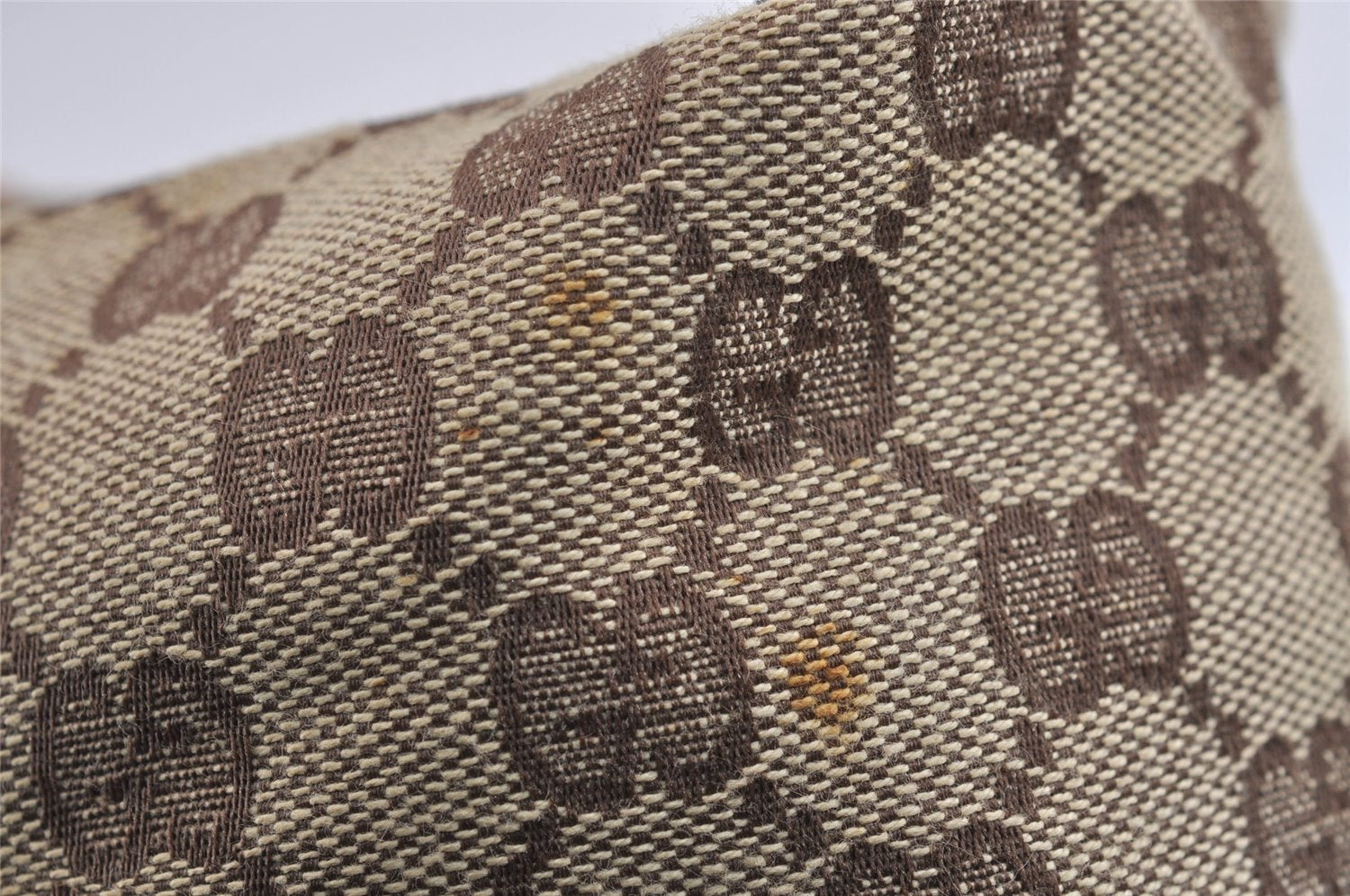 Authentic GUCCI Hand Bag Pouch Purse GG Canvas Leather 0391147 Brown 1501J