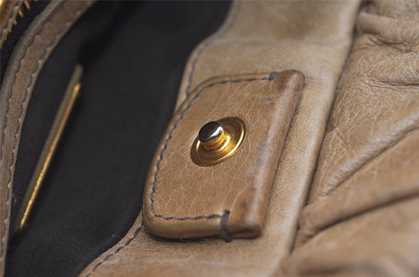 Authentic MIU MIU Vintage Leather 2Way Shoulder Hand Bag Beige 1504J