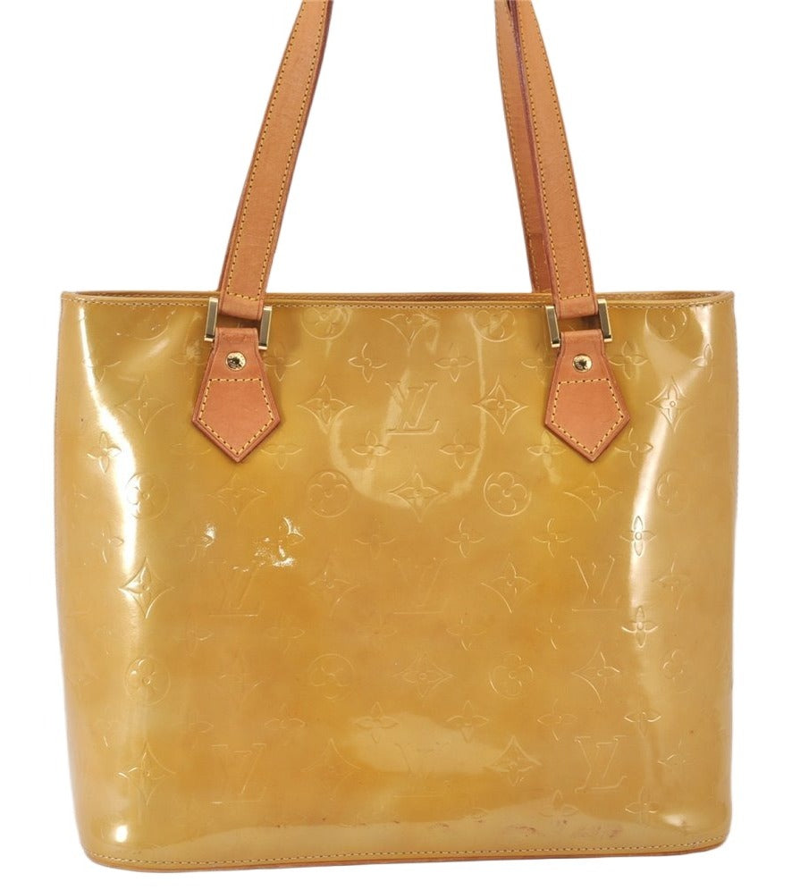 Authentic Louis Vuitton Vernis Houston Shoulder Hand Bag Yellow M91004 LV 1504K