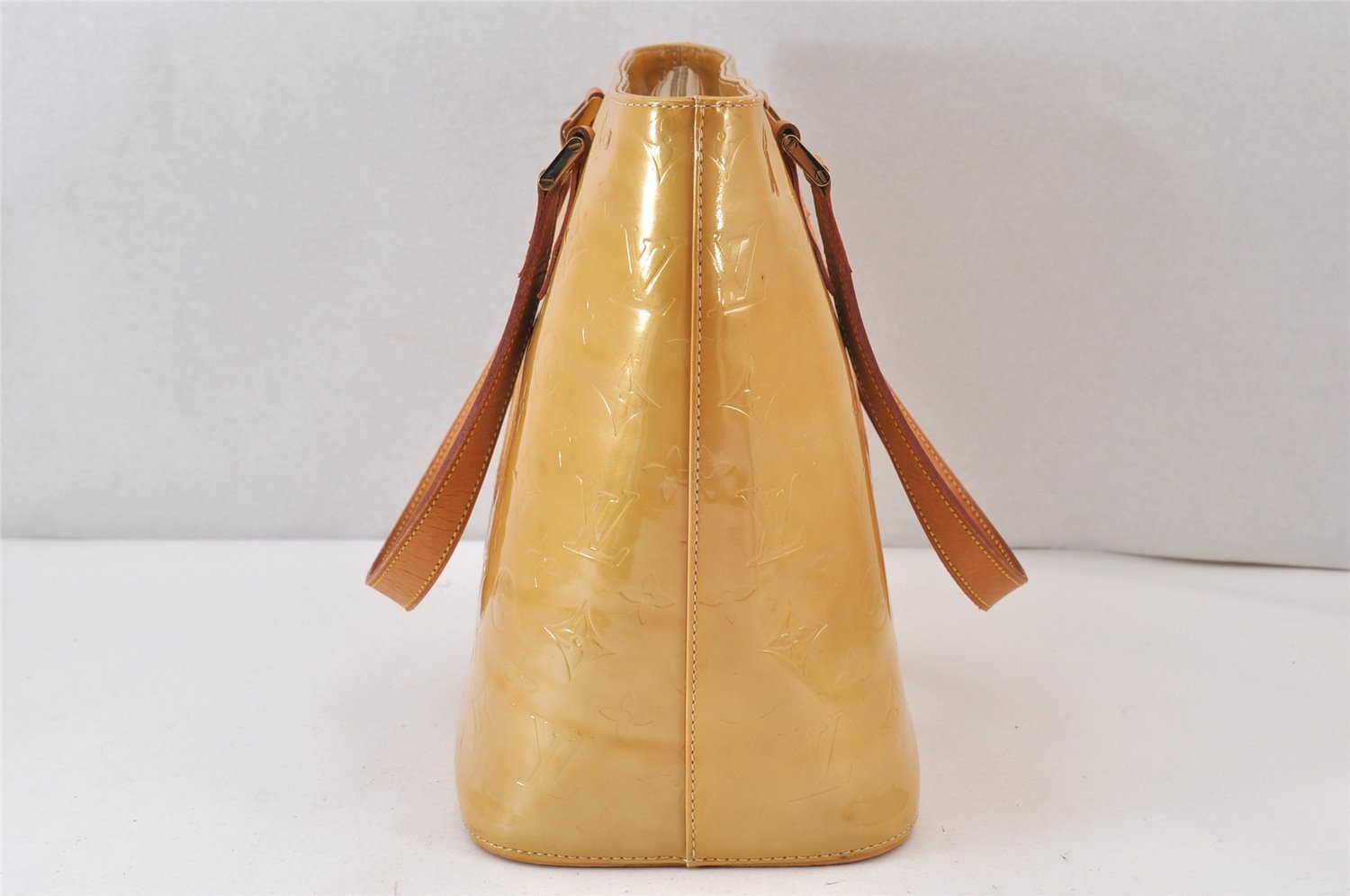 Authentic Louis Vuitton Vernis Houston Shoulder Hand Bag Yellow M91004 LV 1504K