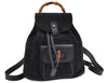 Authentic GUCCI Bamboo Drawstring Backpack Purse Suede Leather Navy Blue 1505J