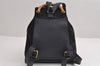 Authentic GUCCI Bamboo Drawstring Backpack Purse Suede Leather Navy Blue 1505J
