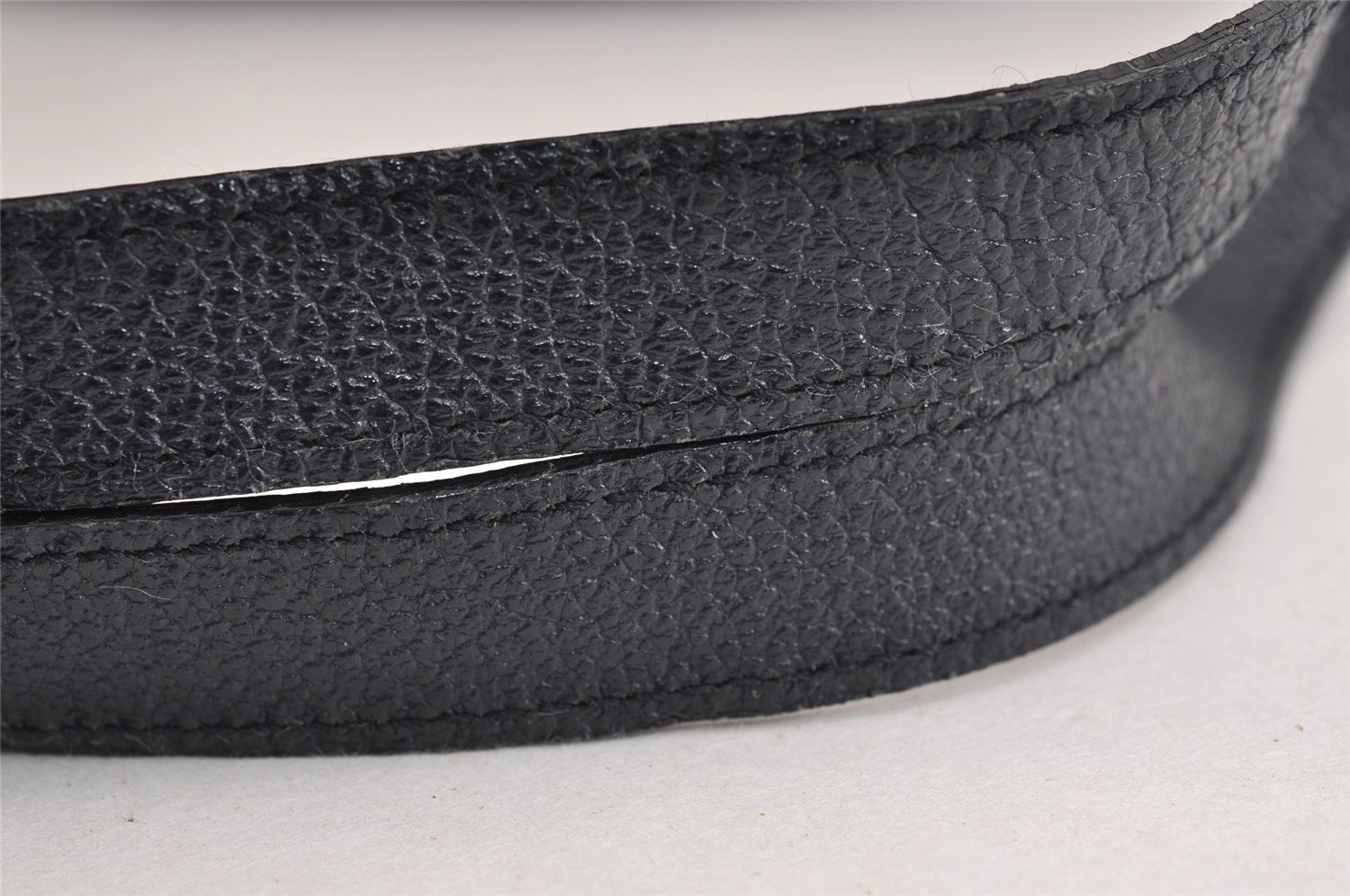 Authentic GUCCI Bamboo Drawstring Backpack Purse Suede Leather Navy Blue 1505J