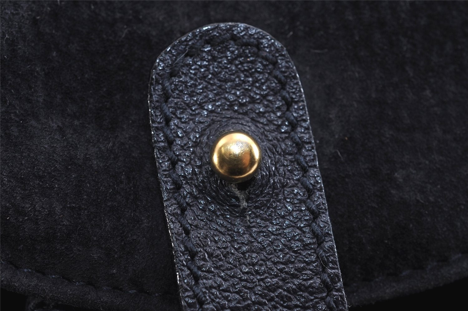 Authentic GUCCI Bamboo Drawstring Backpack Purse Suede Leather Navy Blue 1505J