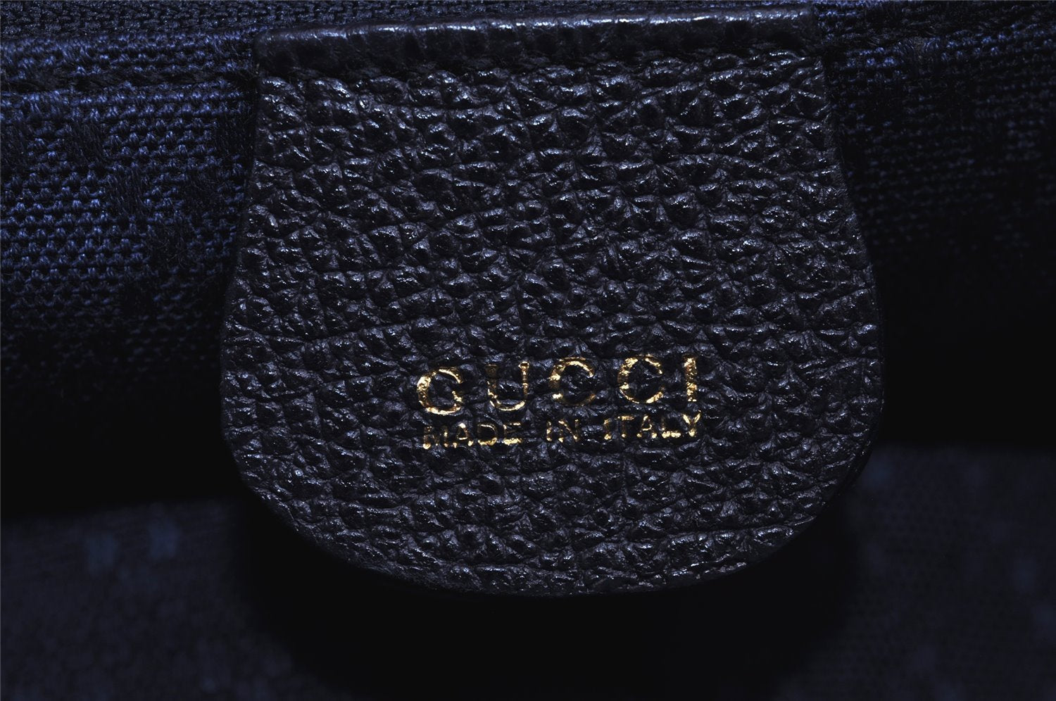Authentic GUCCI Bamboo Drawstring Backpack Purse Suede Leather Navy Blue 1505J