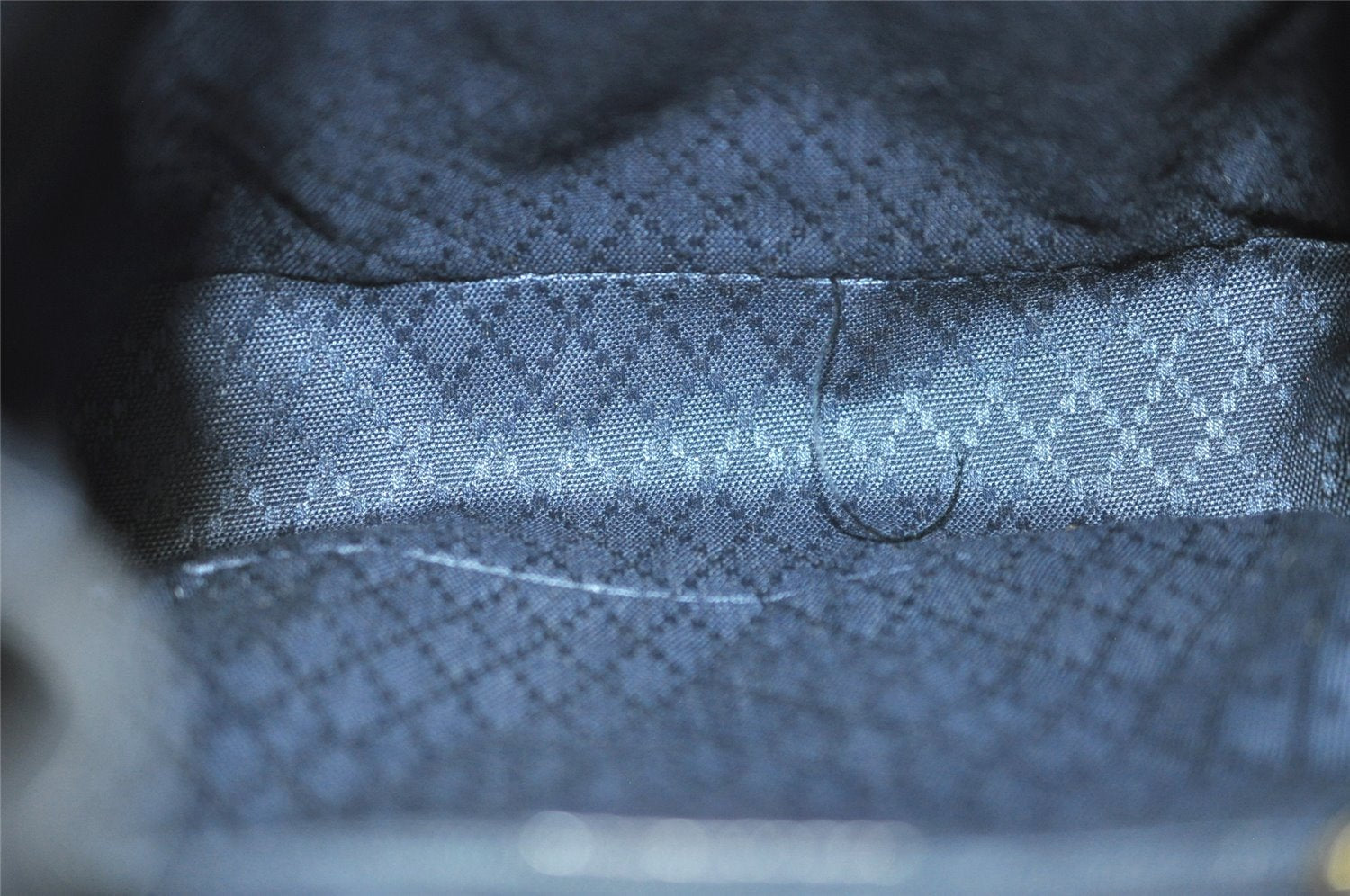 Authentic GUCCI Bamboo Drawstring Backpack Purse Suede Leather Navy Blue 1505J