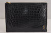 Authentic SAINT LAURENT Clutch Hand Bag Purse Leather 607779 Black YSL 1506J