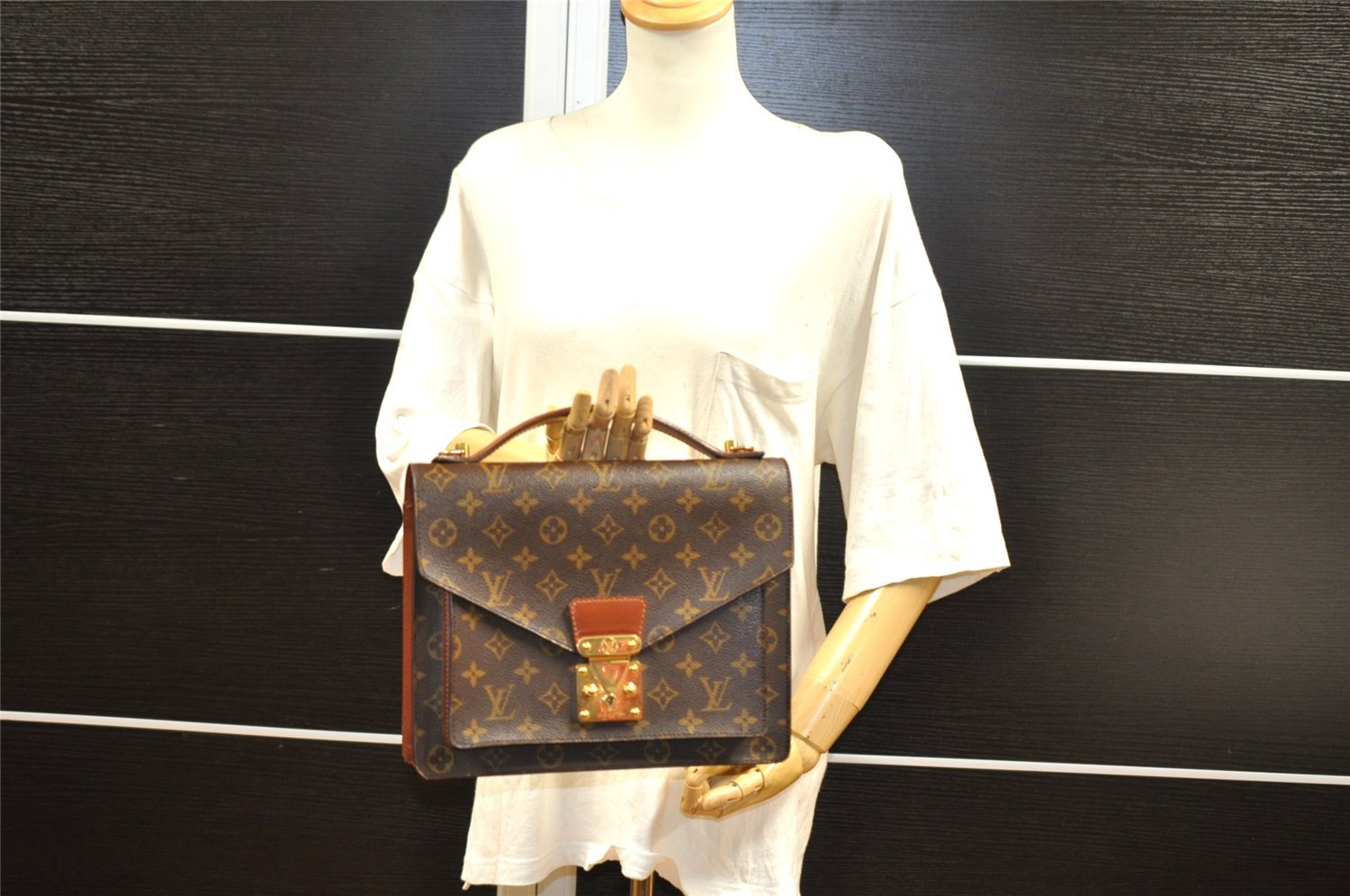 Authentic Louis Vuitton Monogram Monceau 2Way Shoulder Hand Bag M51185 LV 1507I