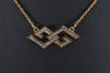 Authentic GIVENCHY G Motif Rhinestone Chain Pendant Necklace Gold Tone 1507J