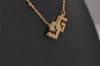 Authentic GIVENCHY G Motif Rhinestone Chain Pendant Necklace Gold Tone 1507J