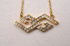 Authentic GIVENCHY G Motif Rhinestone Chain Pendant Necklace Gold Tone 1507J