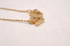 Authentic GIVENCHY G Motif Rhinestone Chain Pendant Necklace Gold Tone 1507J