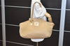 Authentic FENDI Vintage Leather Shoulder Tote Bag Beige 1508J