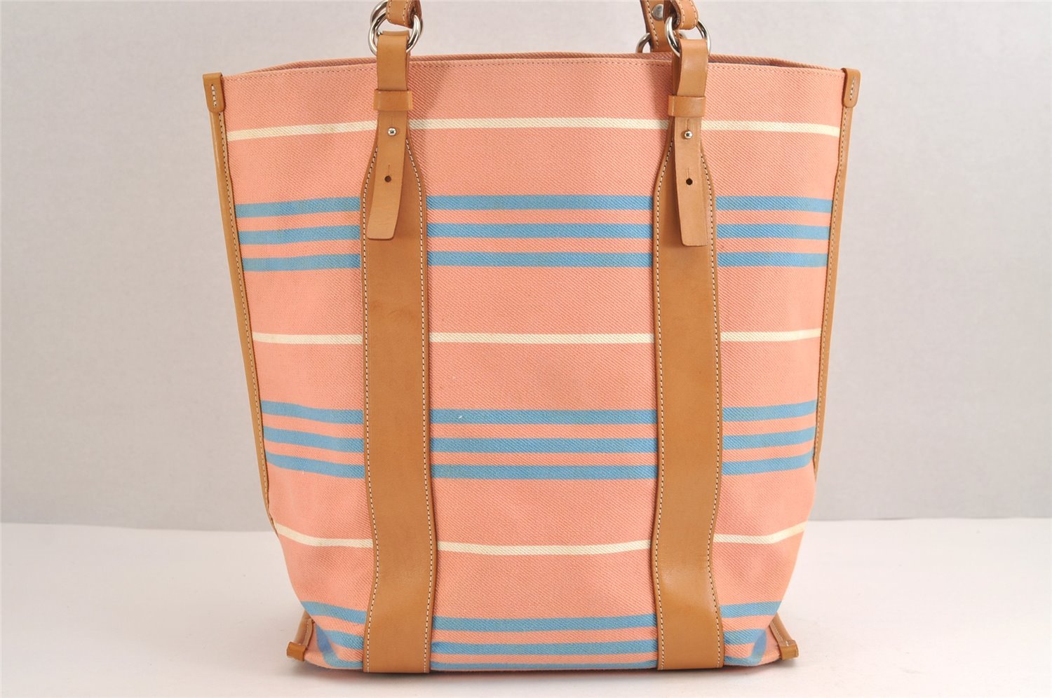 Authentic BURBERRY BLUE LABEL Shoulder Tote Bag Canvas Leather Pink 1509J