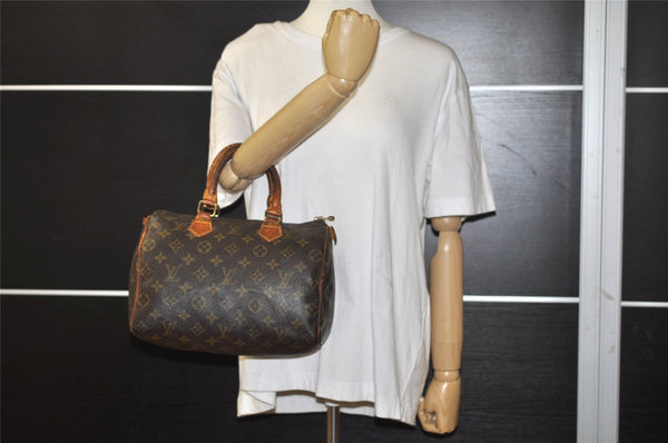 Authentic Louis Vuitton Monogram Speedy 25 Boston Hand Bag M41528 LV 1517I