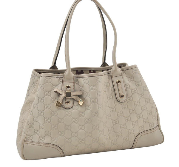 Authentic GUCCI Princy Guccissima GG Leather Tote Bag 163805 White 1520J