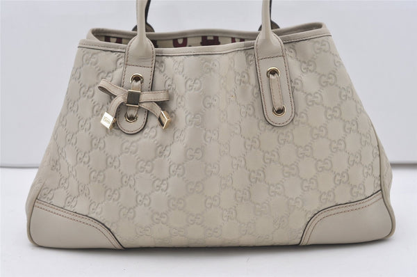 Authentic GUCCI Princy Guccissima GG Leather Tote Bag 163805 White 1520J