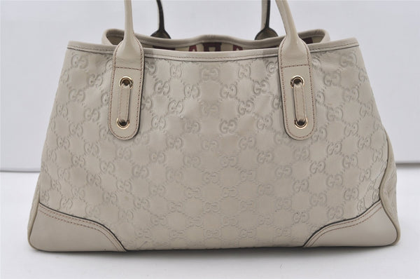 Authentic GUCCI Princy Guccissima GG Leather Tote Bag 163805 White 1520J