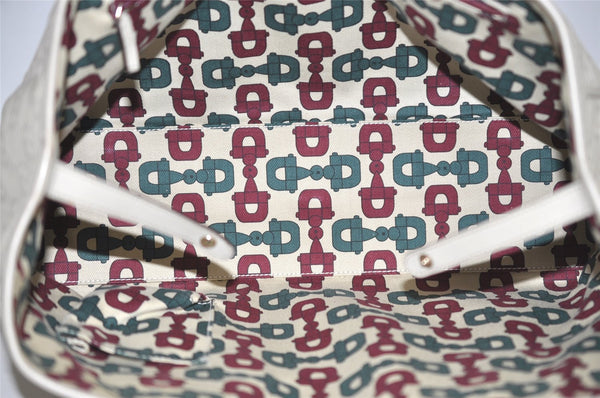 Authentic GUCCI Princy Guccissima GG Leather Tote Bag 163805 White 1520J