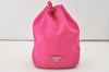 Authentic PRADA Vintage Nylon Tessuto Drawstring Hand Bag Purse Pink 1522J