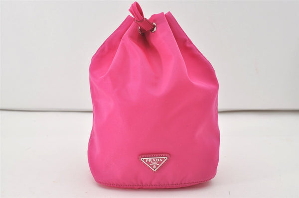 Authentic PRADA Vintage Nylon Tessuto Drawstring Hand Bag Purse Pink 1522J