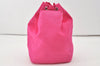 Authentic PRADA Vintage Nylon Tessuto Drawstring Hand Bag Purse Pink 1522J