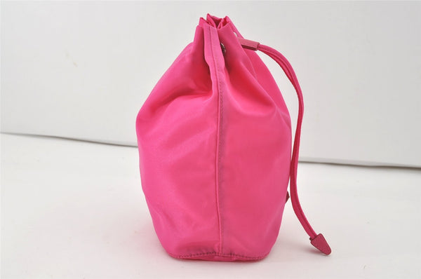 Authentic PRADA Vintage Nylon Tessuto Drawstring Hand Bag Purse Pink 1522J